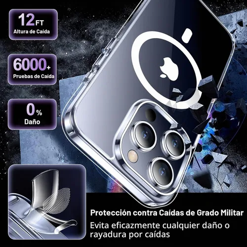 Vista 4 de Funda transparente diseñada para iPhone 15 Pro Max, compatible con MagSafe, antiamarilleo, protección contra caídas de grado militar, delgada, a