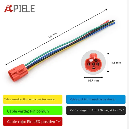 Vista 4 de APIELE - Interruptor de botón de encendido de pestillo de 16mm, 12 V CC, carcasa negra con cabeza de ojo de ángel LED para orificio de montaje