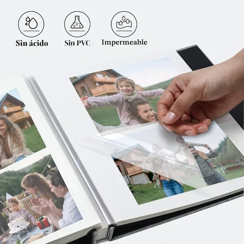 Vista 4 de Vienrose - Álbum de fotos grande autoadhesivo para fotos de 4 x 6, 8 x 10 pulgadas, de lino, álbum de recortes magnético de bricolaje, 40 páginas
