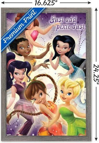 Vista 3 de Trends International Disney Tinker Bell - Póster de pared de hadas, 14.725 x 22.375 pulgadas, versión enmarcada de madera de granero Versión