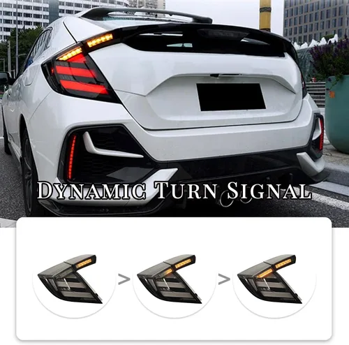 Vista 6 de HCmotion Conjunto de luces traseras LED para Honda Civic 10Th Gen Hatchback Tipo R FK7 FK8 2016-2021 con señal secuencial, animación LED DRL Start