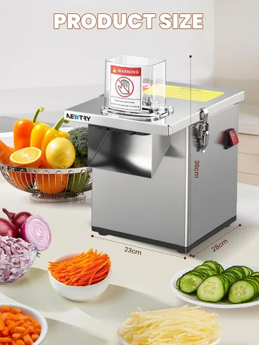 Vista 7 de NEWTRY 4 en 1 procesador de verduras comercial eléctrico para vegetales, fruta, rebanador, picador, triturador y cortador de tiras arrugadas, todo