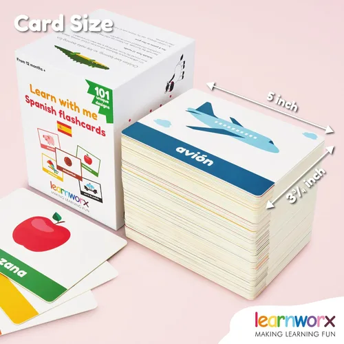Vista 3 de Tarjetas flash españolas para niños y niños pequeños - 101 tarjetas - 202 lados - Aprende conmigo - Objetos, números y juegos - Gran valor