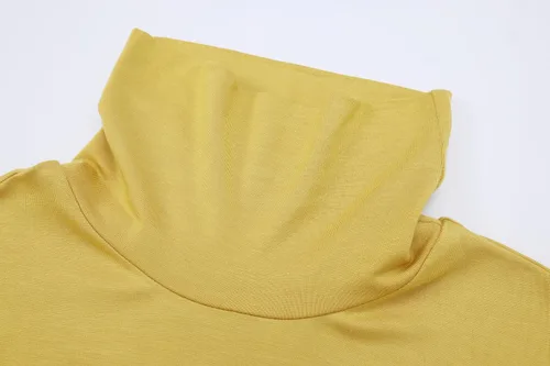 Vista 5 de OThread & Co. Camiseta de manga larga con cuello alto para mujer, capa elástica básica, cómoda, cuello alto
