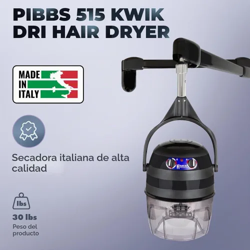 Vista 4 de Pibbs 515 Kwik Dri Secador de pelo con capucha montado en la pared 1100W
