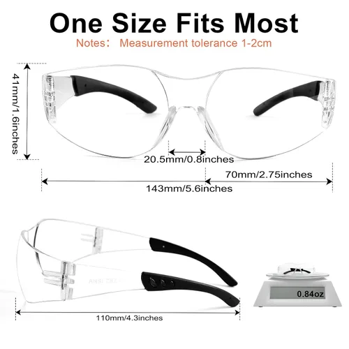 Vista 6 de Gafas de seguridad ANSI Z87.1 transparentes, paquete de 120 unidades, gafas de seguridad para hombres y mujeres, gafas de protección transparentes