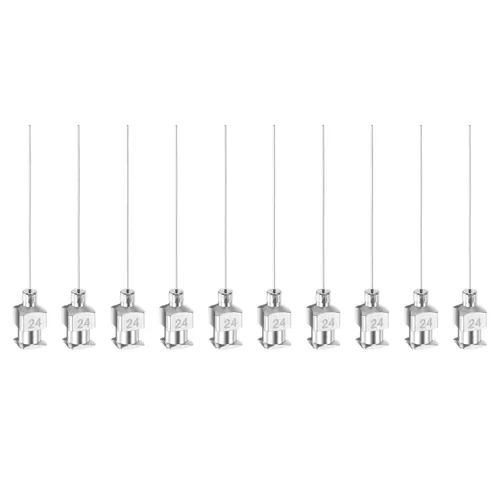 Vista 17 de HARFINGTON 10 agujas dispensadoras de acero inoxidable de calibre 8, 1 1/2 pulgadas, tubo de aguja de pegamento de metal, puntas romas, Luer Lock