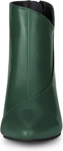 Vista 3 de Allegra K Botines de tacón de cuña con cremallera y punta puntiaguda para mujer