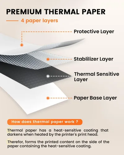 Vista 4 de Phomemo 100 piezas de papel de impresora térmica a color 8.5 ''×11