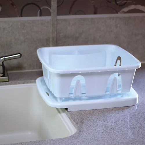 Vista 4 de Camco RV Mini Escurreplatos y Bandeja - Presenta un diseño de bandeja de drenaje inclinada, construcción resistente y es ideal para espacios