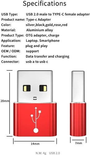 Vista 4 de BoxWave Adaptador compatible con Chuwi HiPad Plus - USB-A a C PortChanger (paquete de 5), USB Tipo-C OTG USB-A Convertir datos de carga - Plateado