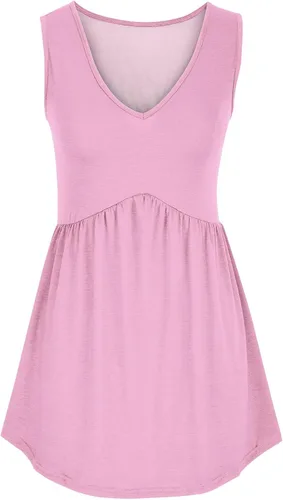 Vista 4 de Camisetas de verano para mujer, estilo casual, con estampado floral, cuello en V, sin mangas, blusas plisadas y fluidas