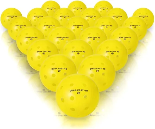 Vista 5 de Dura Fast 40 Pickleballs Pelotas de pickleball para exteriores neón o amarillas aprobadas por USAPA y sancionadas para jugar en torneos, Amarillo
