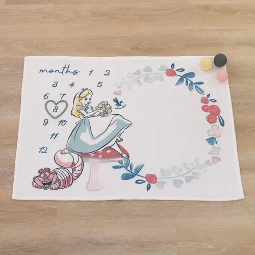 Vista 5 de Disney Alicia en el País de las Maravillas - Manta para bebé con diseño de gato Cheshire blanco, rosa y azul