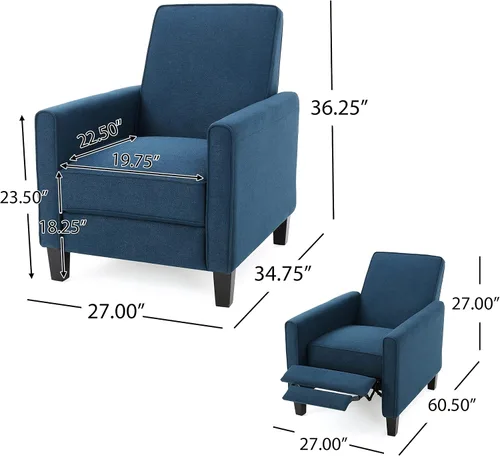 Vista 3 de Sillón de cuero reclinable Lucas, Azul oscuro