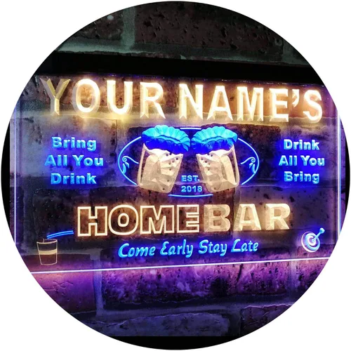 Vista 12 de Letrero luminoso Custom Home Bar Beer de neón; personalizado con nombre Blanco
