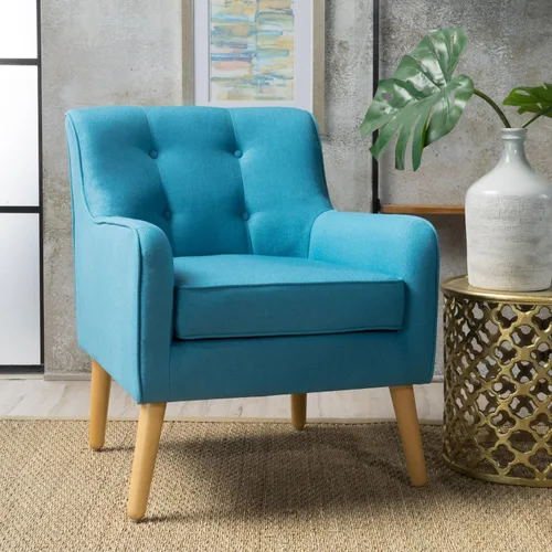Vista 9 de Christopher Knight Home Felicity - Silla decorativa tapizada de tela moderna de mediados de siglo, silla de madera para sala de estar, silla