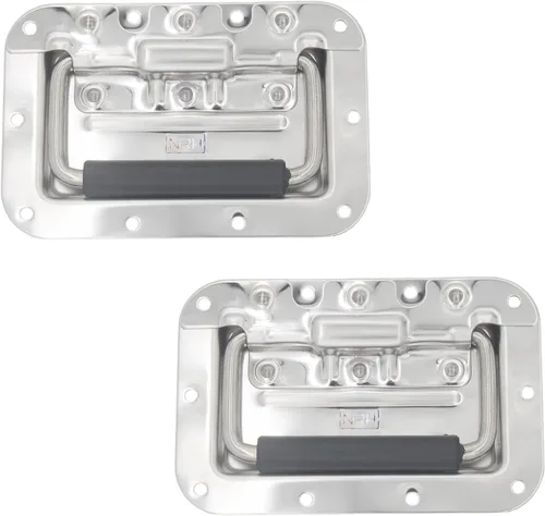 Vista 12 de 2 manijas con resorte, funda de hardware resistente para muebles, funda de anillo para caja de pecho, gabinete y altavoz con agarre de goma montado