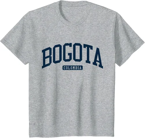 Vista 50 de Bogotá Colombia College University Style Camiseta azul marino, Blanco