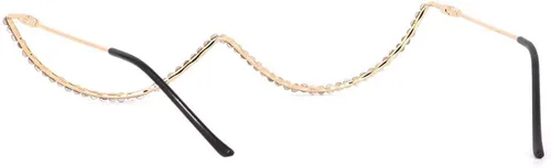 Vista 6 de Naimo Gafas de sol cristalinas brillantes de la mitad del marco de las gafas de sol del Rhinestone