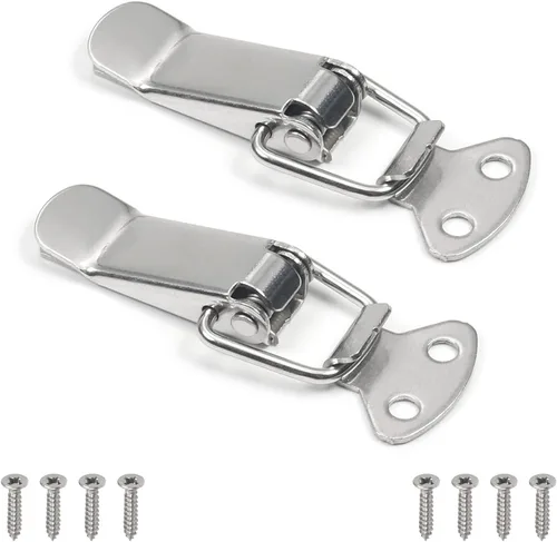 Vista 7 de Cerradura de palanca de acero inoxidable 201 de 1.54 pulgadas de longitud con resorte sin agujero de bloqueo, cerraduras con resorte para caja