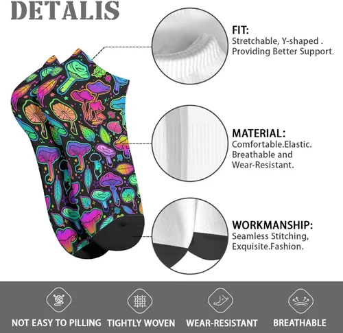 Vista 7 de devor Men Ankle Socks Low Cut Socks for Men's Short Sock Fashionable Mushrooms Funny Mushrooms Magic Mushrooms Plant Forest Sock