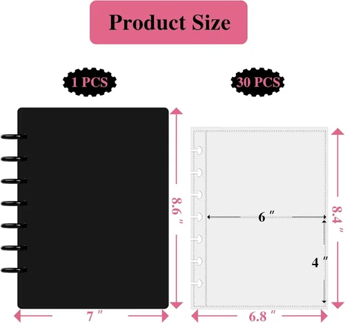 Vista 2 de Álbum de fotos de 4 x 6 pulgadas, fundas para libros con capacidad para 120 fotos horizontales, álbumes de fotos de bricolaje con 30 páginas Negro