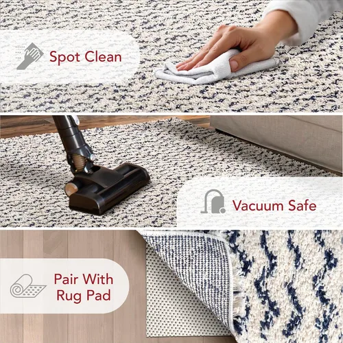Vista 3 de nuLOOM Cuellar Chevron Shag - Alfombra de área, 4 x 6, azul marino