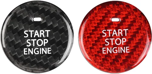 Vista 6 de Etiqueta engomada del interruptor de arranque de encendido negro para Mazda 3 Axela CX-30 EV Start Stop Motor Botón Cubierta de carbono genuino
