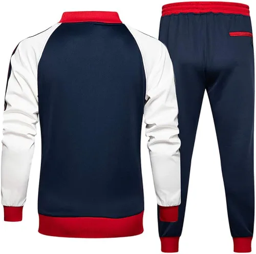 Vista 3 de PASOK Conjunto deportivo de 2 piezas para hombre con cremallera completa ropa deportiva