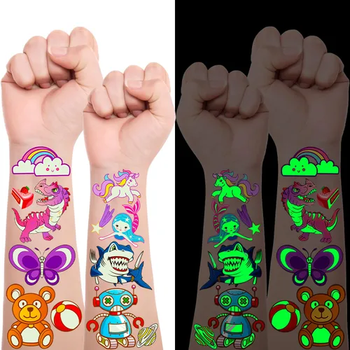 Vista 10 de Tatuajes temporales para niños, 300 unidades, bolsas de regalo para niños, suministros de fiesta de cumpleaños para niñas y niños, tatuajes