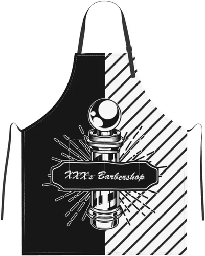 Vista 10 de Delantal de peluquería personalizado para hombres y mujeres, delantal de peluquería con texto personalizado con bolsillos, delantal ajustable