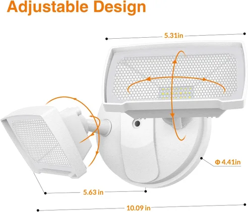 Vista 6 de Lepower Reflector LED de 3,000 lm para exteriores, de seguridad, controlada por interruptor, de 28 vatios con 2 cabezales ajustables, 5,500 K