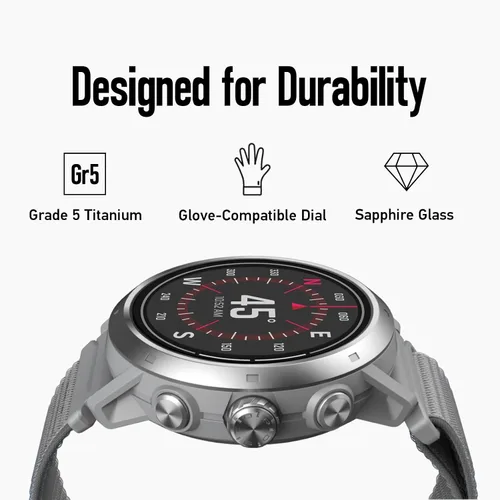 Vista 2 de Reloj GPS COROS APEX 2 Serie para Exteriores, 1.2" Zafiro Titanio, Navegación en la muñeca, Mapas sin conexión, Monitor de frecuencia cardíaca, Gris