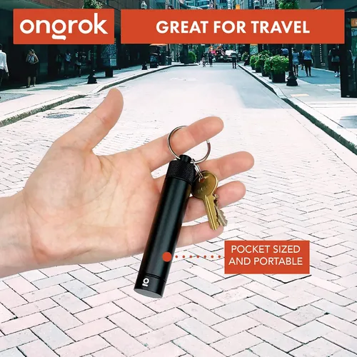Vista 4 de ONGROK Tubo de almacenamiento premium, llavero, tamaño de bolsillo, hermético, soporte de metal de aluminio y estuche, Negro, Grande, Moderno