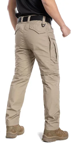 Vista 3 de CARWORNIC Pantalones tácticos ligeros para hombre, pantalones cargo militares, resistentes al agua, para senderismo, trabajo