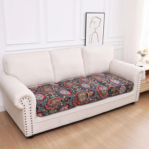 Vista 172 de hyha Fundas de cojín de sofá estampadas, fundas de sofá florales lavables para sofás con 2 cojines, fundas de cojín de patrón elástico para muebles