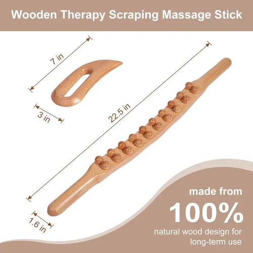 Vista 6 de Herramientas de masaje de terapia de madera, kit de maderoterapia, herramientas de escultura corporal para drenaje linfático y anticelulitis.
