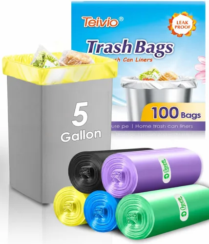 Vista 15 de Teivio Bolsas de basura coloridas medianas de 8 galones, 80 bolsas