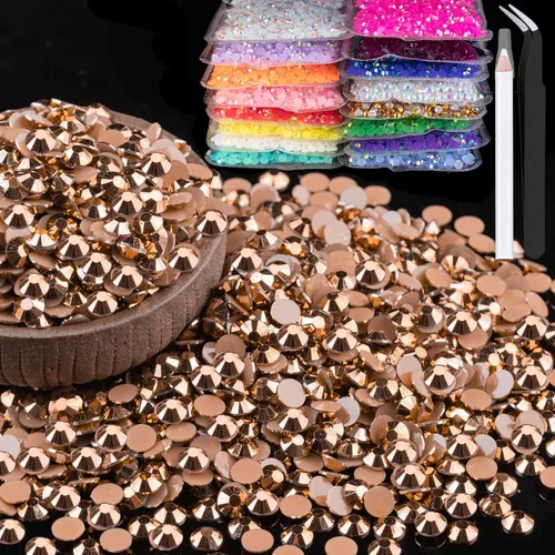 Vista 11 de 15000 diamantes de imitación de resina de 0.079 pulgadas a granel, diamantes de imitación de gelatina redondos negros con parte trasera plana, gemas
