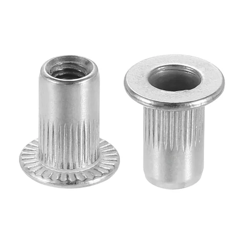 Vista 5 de uxcell M3 304 Tuercas de remache de acero inoxidable Inserto de cabeza plana 10 PC