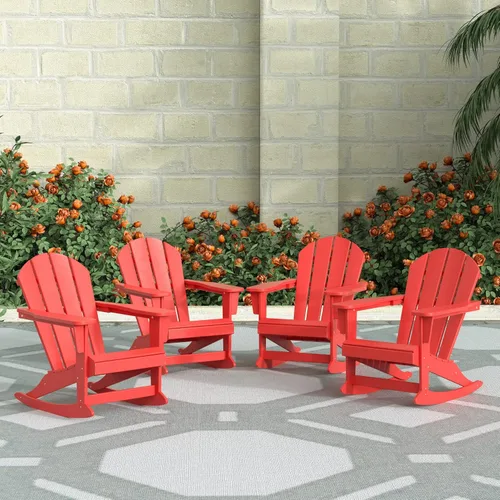 Vista 142 de WestinTrends Silla mecedora Malibu de poliéster para exterior/patio Adirondack, Negra