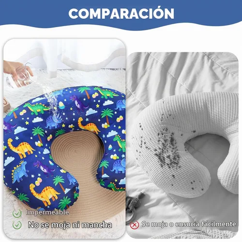 Vista 6 de Hooyax Funda de almohada de lactancia impermeable para bebé, fundas elásticas para almohadas de lactancia materna, adorable funda de almohada