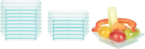 Vista 14 de Restaurantware Mini platos de degustación de 2.5 x 2.5 pulgadas, 20 platos cuadrados desechables de plástico, platos de plástico transparente