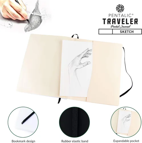 Vista 4 de Cuaderno de bocetos Travelers Dot Grid Pentalic Art, libre de ácidos