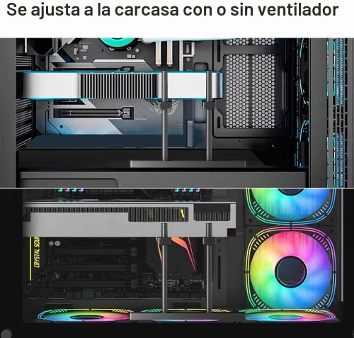 Vista 3 de Soporte de soporte de GPU Dual Brace: Montaje en ventilador Tarjeta gráfica de aluminio ajustable Soporte de GPU Sag Soporte para tarjeta de video