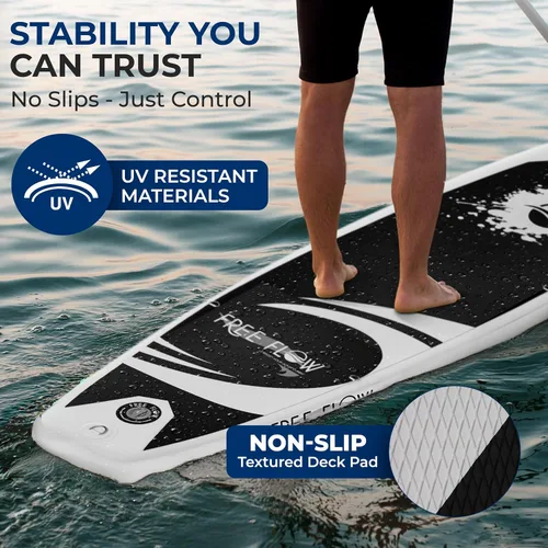 Vista 4 de SereneLife Tabla de remo inflable de 10 pies 6 pulgadas con accesorios de SUP de primera calidad, diseño amplio y estable con almohadilla
