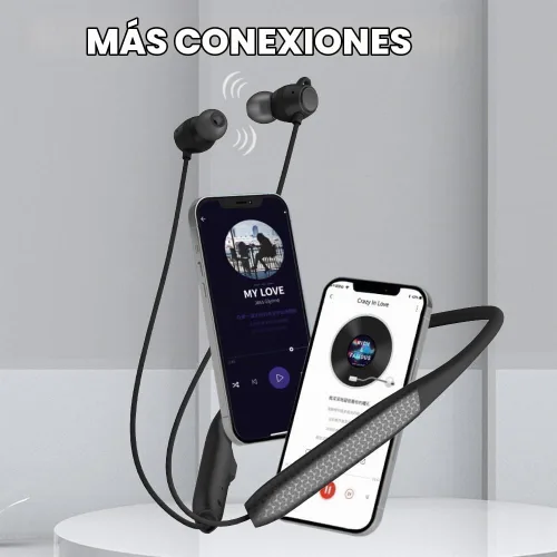 Vista 6 de Auriculares Bluetooth con banda para el cuello, 2 unidades de reproducción de 60 horas, carga rápida 3C, reducción de ruido de llamadas ENC Negro