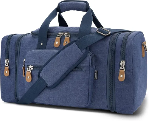 Vista 9 de Gonex Canvas Duffle Bag, Expandable 50L Travel Overnight Weekender Bag Verde militar