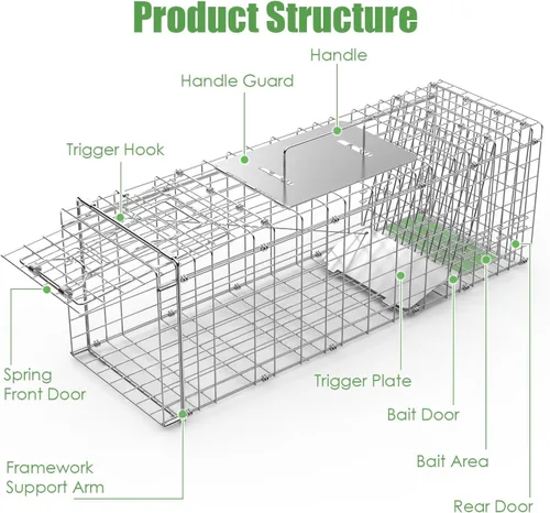 Vista 6 de Trampa plegable para animales vivos, resistente y humanitaria